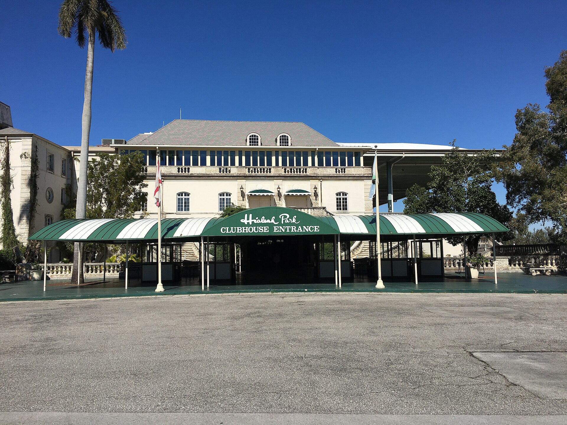 The clubhouse entrance at Hialeah Park